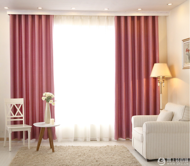 简约现代颗粒绒纯色遮光窗帘客厅房卧室房特价窗帘